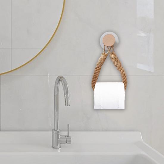 Twine Toilet Roll Holder Wall-Mounted Toilet Paper Holder Rustic Twine Rope Paper Roll Dispenser
