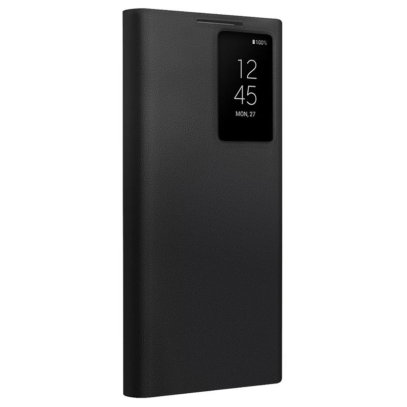 QIALINO Für Samsung Galaxy S24 Ultra Hülle Sichtfenster Echtes Rindsleder Flip Handyhülle