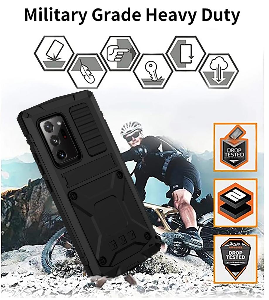 Für Samsung Galaxy S25 S24 S23 S22 S21 S20 Plus Note 20 Ultra 360 Vollmetall-Aluminium-Rüstungs-Halter-Hülle Stoßfeste Abdeckung