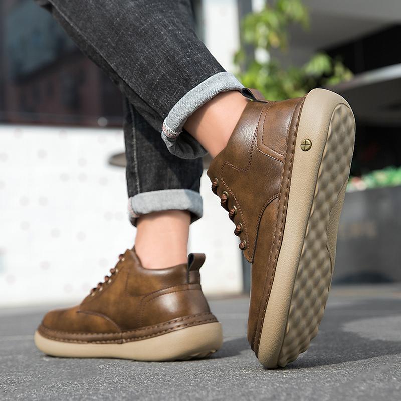 Men Boots Winter High Top Leather Shoes Fashion Shoes Fashion Ankle Boots Business Casual Outdoor Shoes Male Sneakers New