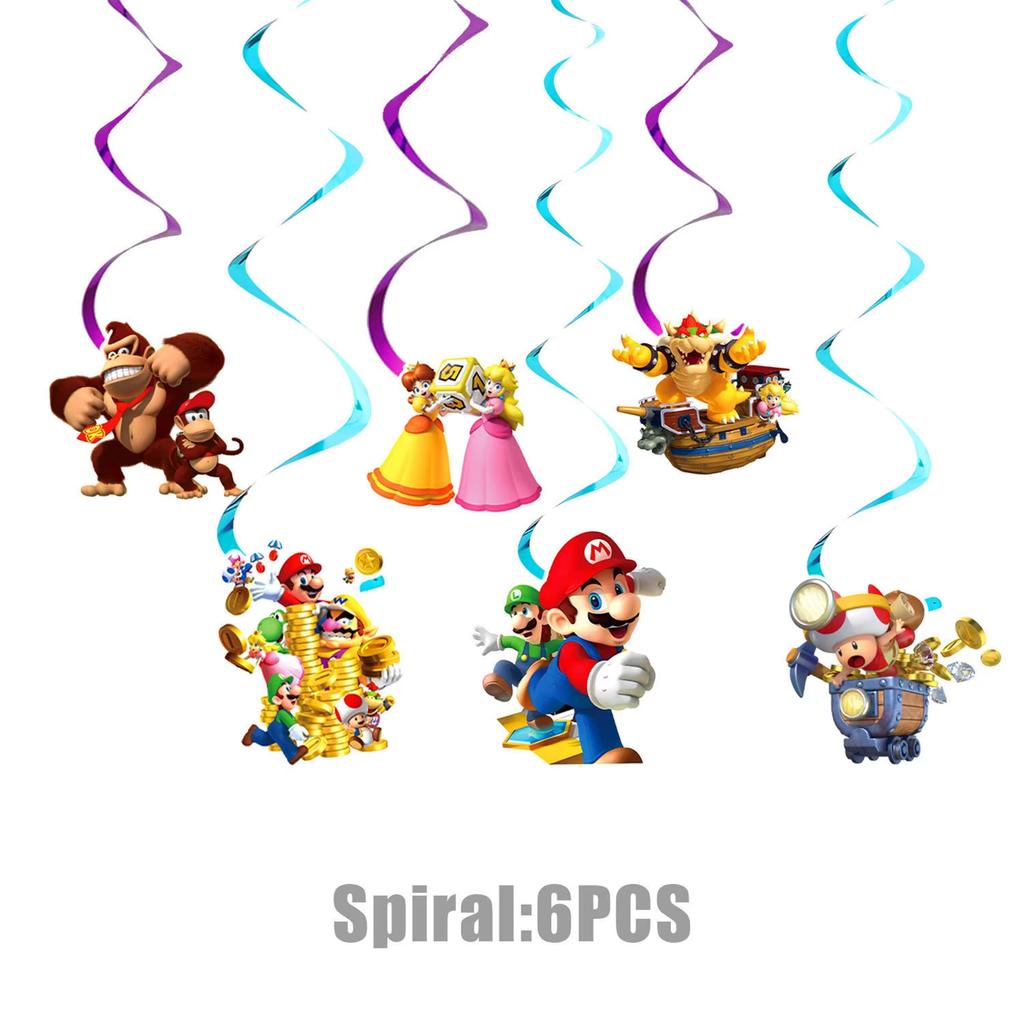 Super Mario Birthday Party SuppliesSet-Theme Inclusive Balloons Cake Topper BannerTableware Paper Plates & Napkins for Christmas