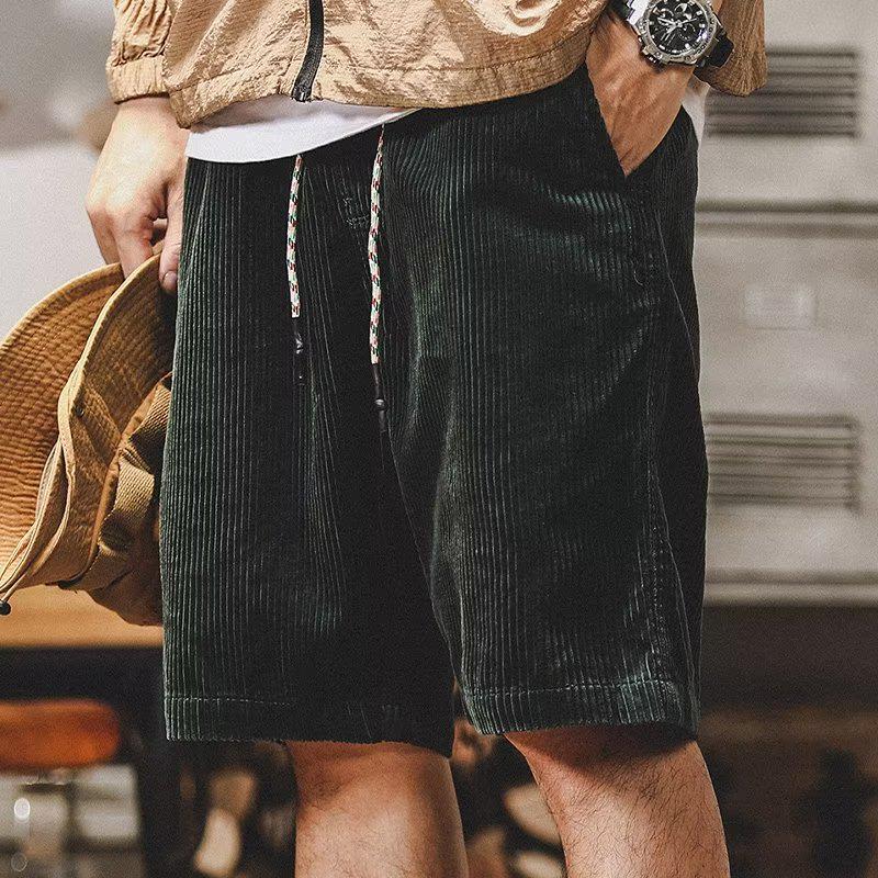 Amerikanische Retro Cord Arbeitsshorts - Herren Locker Geschnitten Trendy Lässige Fünf-Punkt-Hose