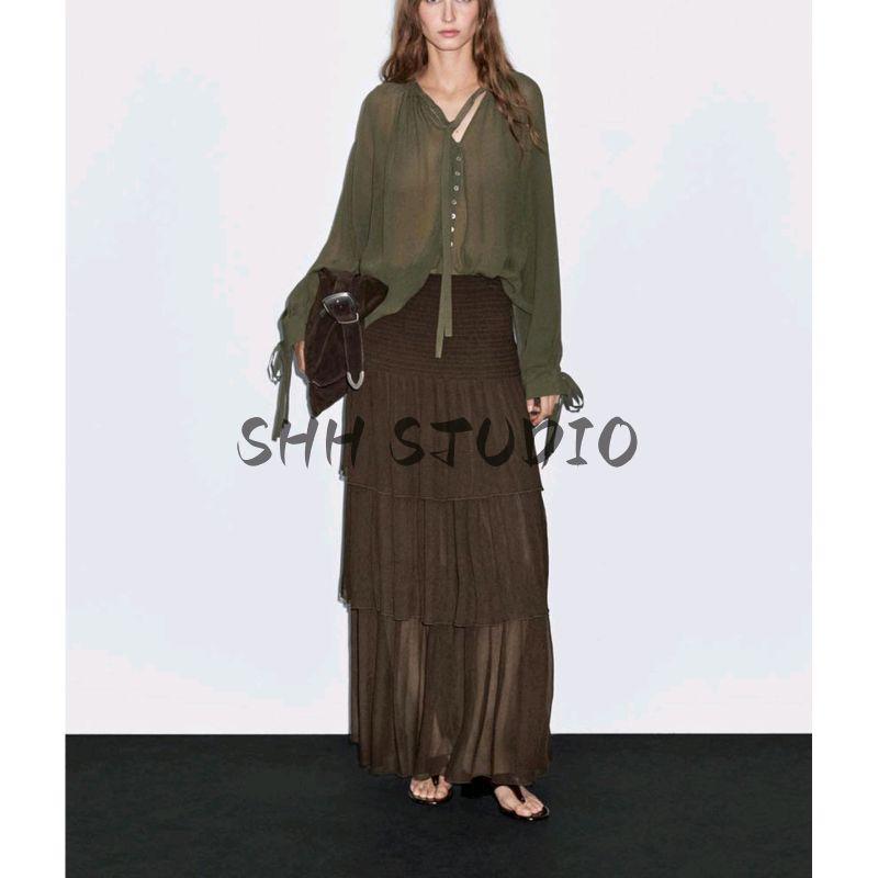 MD New Fall Women's Clothing French Romantic Atmosphere Ruffles Elastic Waist Length Cake Dress 5237504