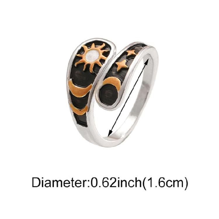 Ideal Gift Copper Adjustable Ring Featuring Moon Star Sun Pattern Sturdy Finger Rings for Daily Use Comfort and Style