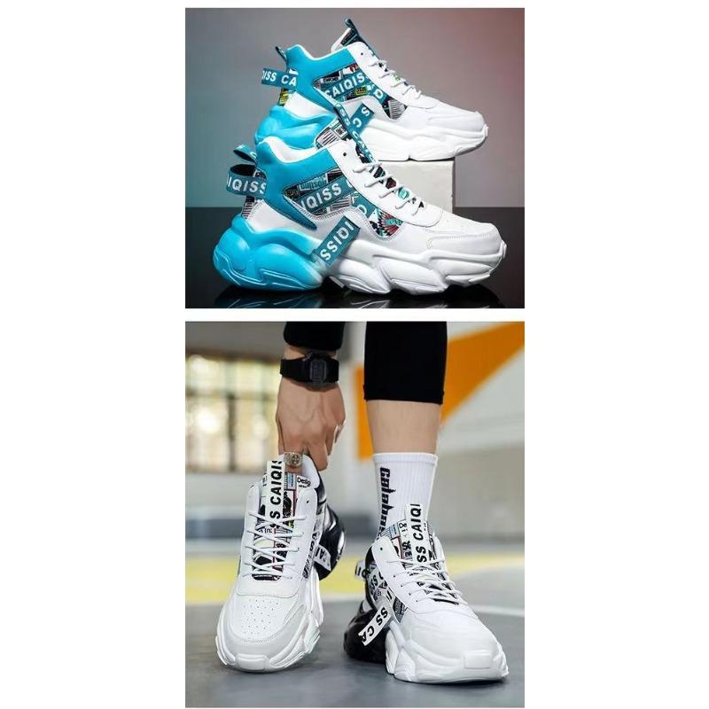 Fall Men's Shoes Summer Middle School Basketball Sports Running Sneakers Teenagers Casual High Top Thick Bottom Daddy Tide Shoes