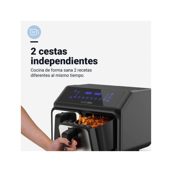 Universal Blue Air Crispy 6008DB Freidora de Aire Dual 4/4L Negra/Inox