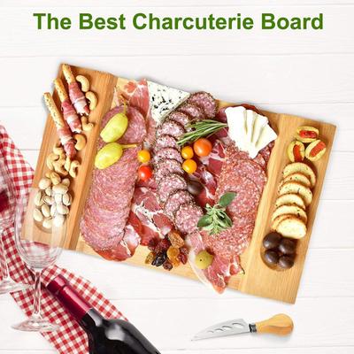 Schneidebrett, Bambus-Charcuterie-Brett, Rillen-Design, Käsebrett, Serviertablett für die Küche zu Hause