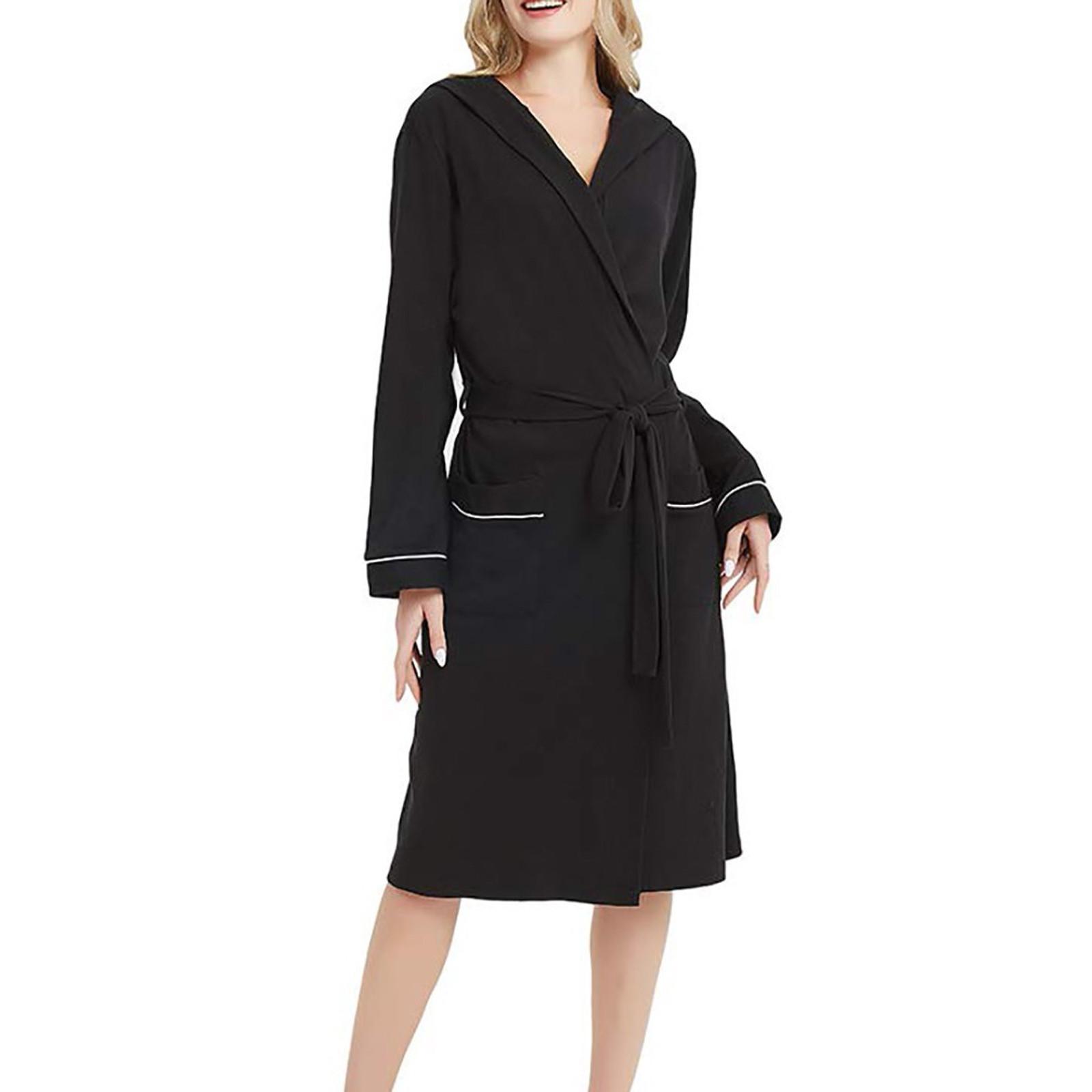 

Women s Fashion Long Sleeve Cute Spa Comfortable Bath Knit Pajamas XXXXXL чёрный