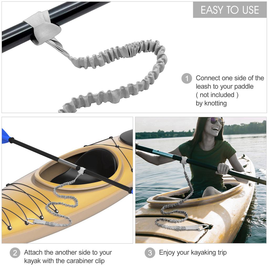 4 Pack Kayak Paddle Leash Lightweight Stretchable Coiled Kayak Rod Leash Lanyard for SUP Boating Canoeing Fishing Kayaking
