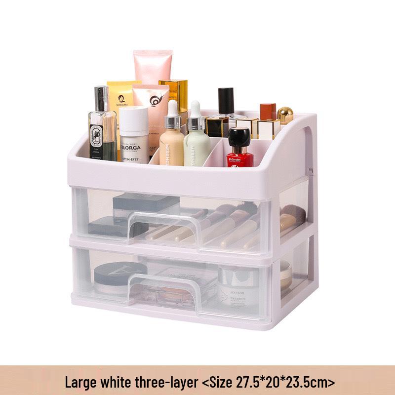 Large Capacity Desktop Cosmetic Storage Box with Drawers for Dorms