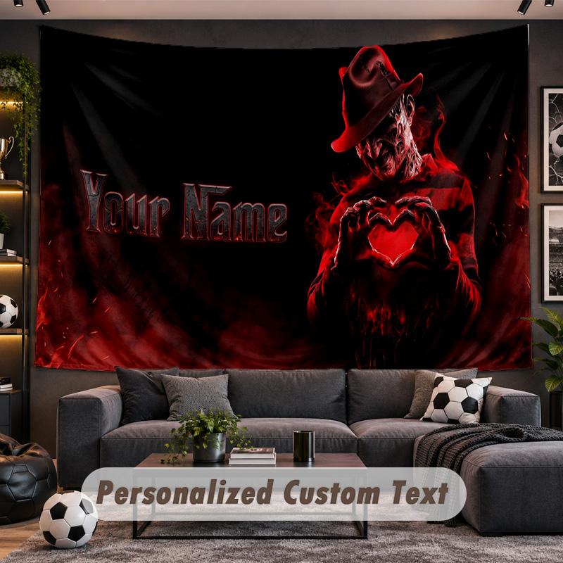 A Nightmare On Elm Street Freddy Krueger Personalized Tapestry Support Custom Name, Wall Art Home Decoration