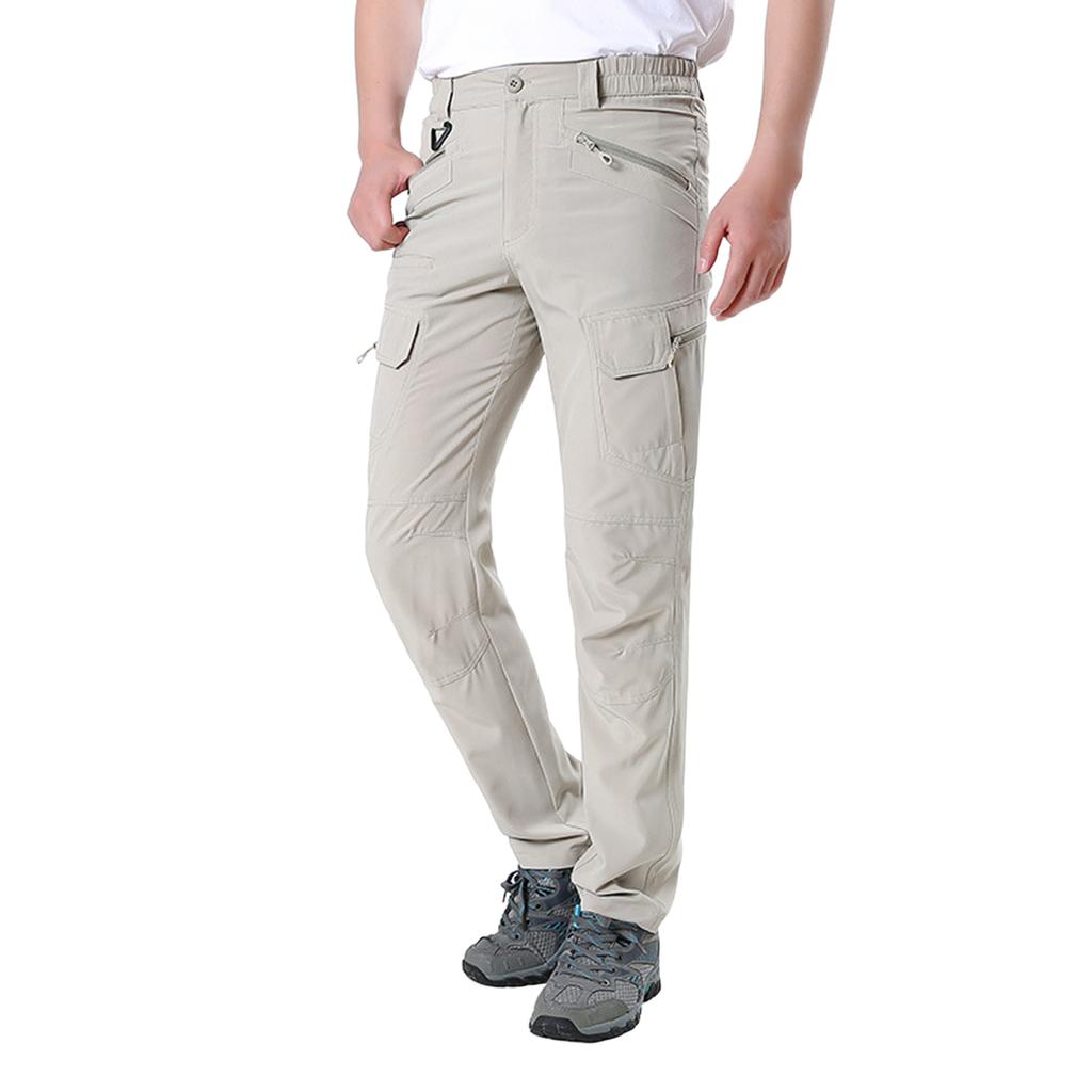 Men's Outdoor Lightweight Cargo Pants with Multi Pockets Quick Dry Fabric Straight Leg Design for Hiking Travel Work