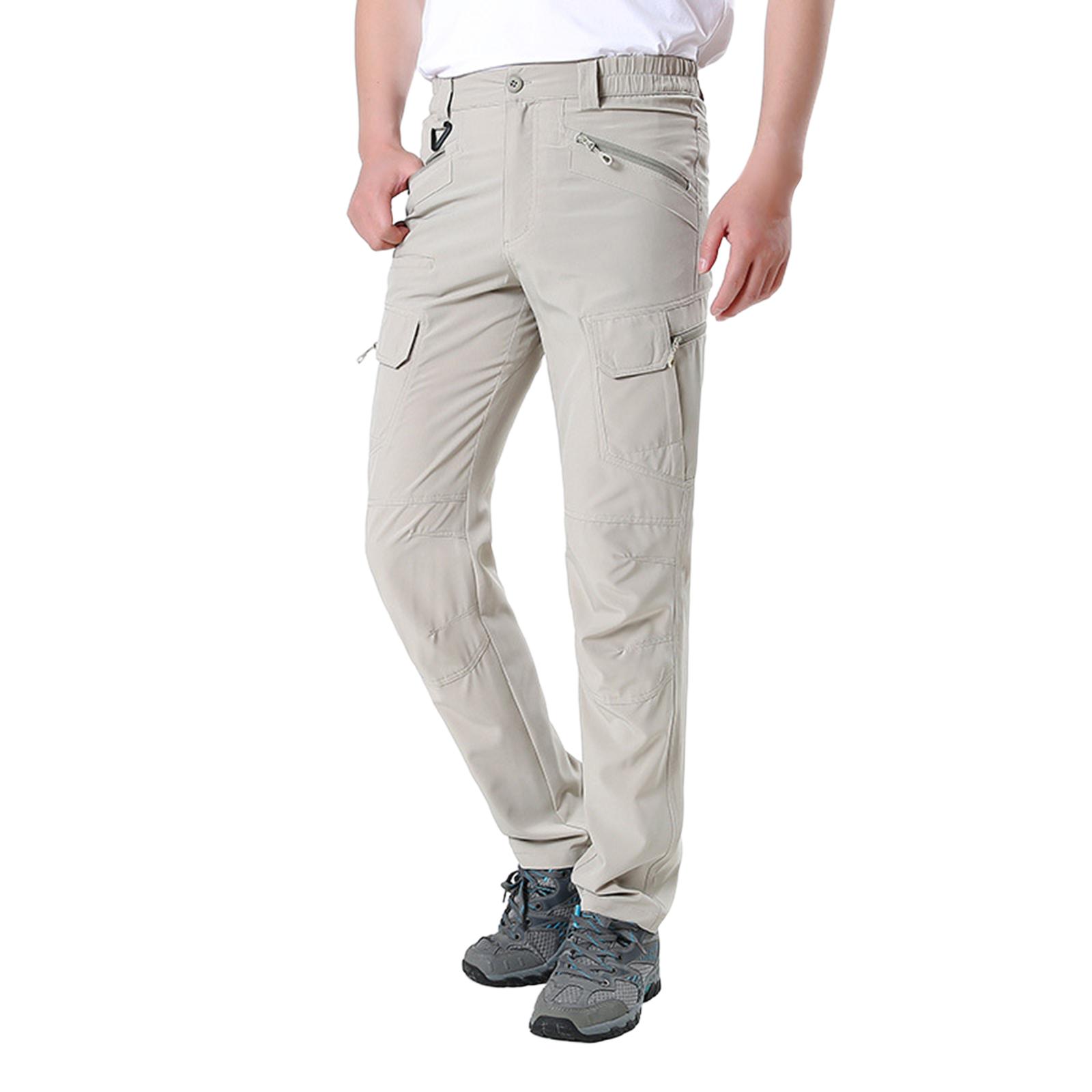 Men s Multi-Pocket Work Pants Men s Casual Fashion Hiking Pants M бежевый