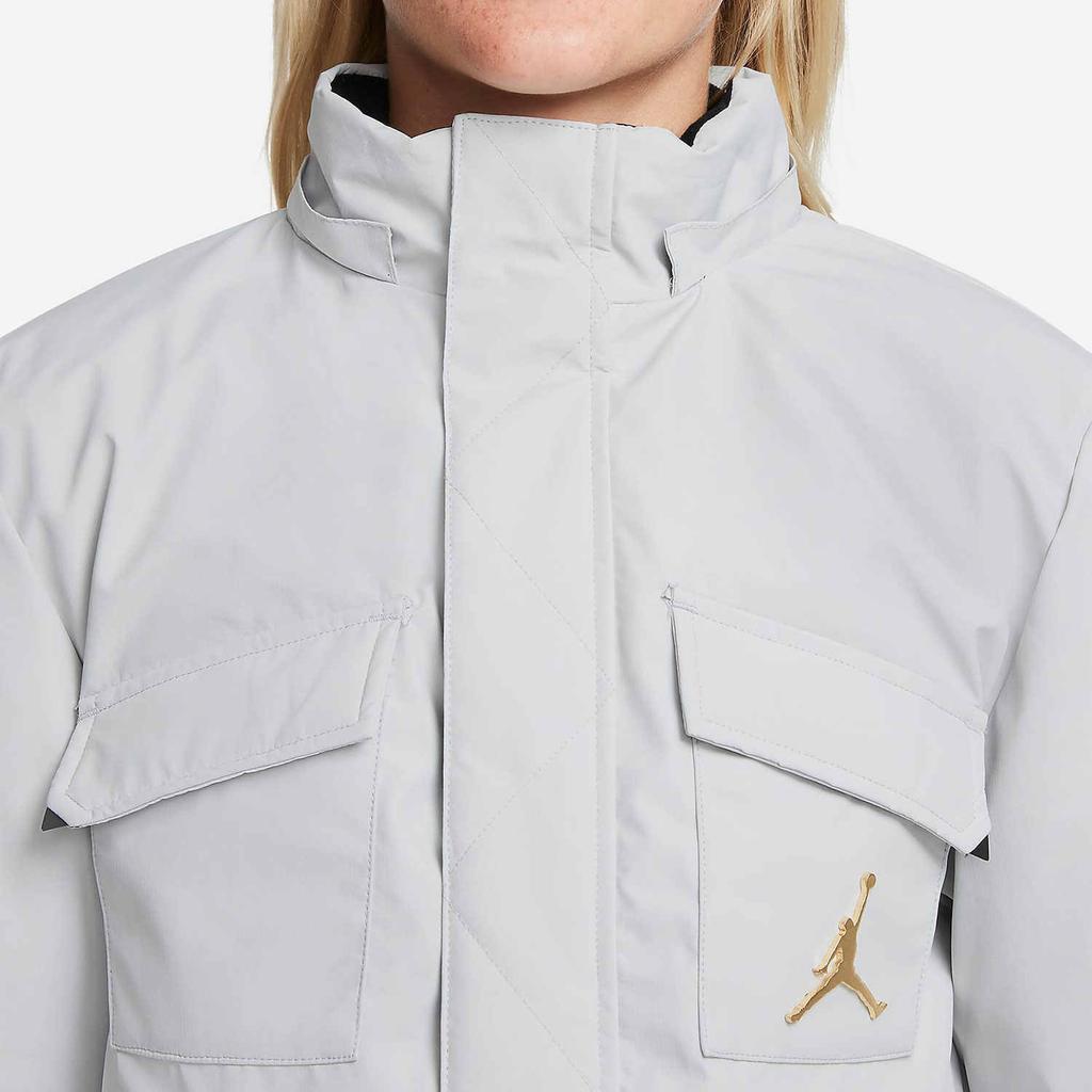 Jordan Logo Solid Color Long Sleeve Hooded Down Jacket Kids Outerwear White DO3633-225