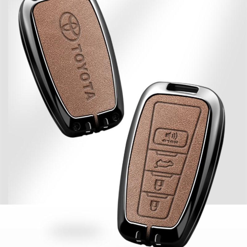 Leather Car Smart Remote Key Case Cover Shell for Toyota Avalon Camry RAV4 Prius CHR C-HR Corolla Land Cruiser Prado Keychain Ca