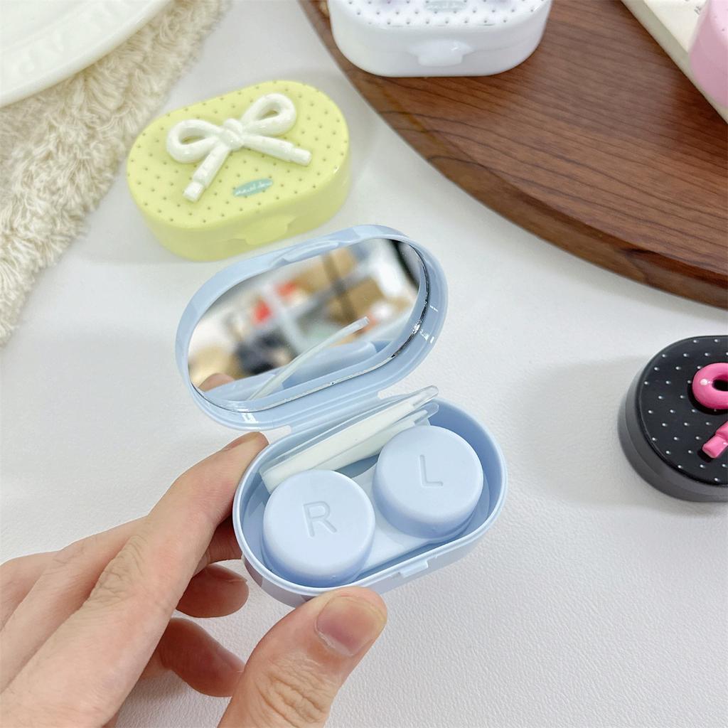 Macaron kolorowe etui na soczewki kontaktowe dziewczyna czarne fioletowe etui na soczewki kontaktowe z silikonową pęsetą mini kieszonkowe pudełko