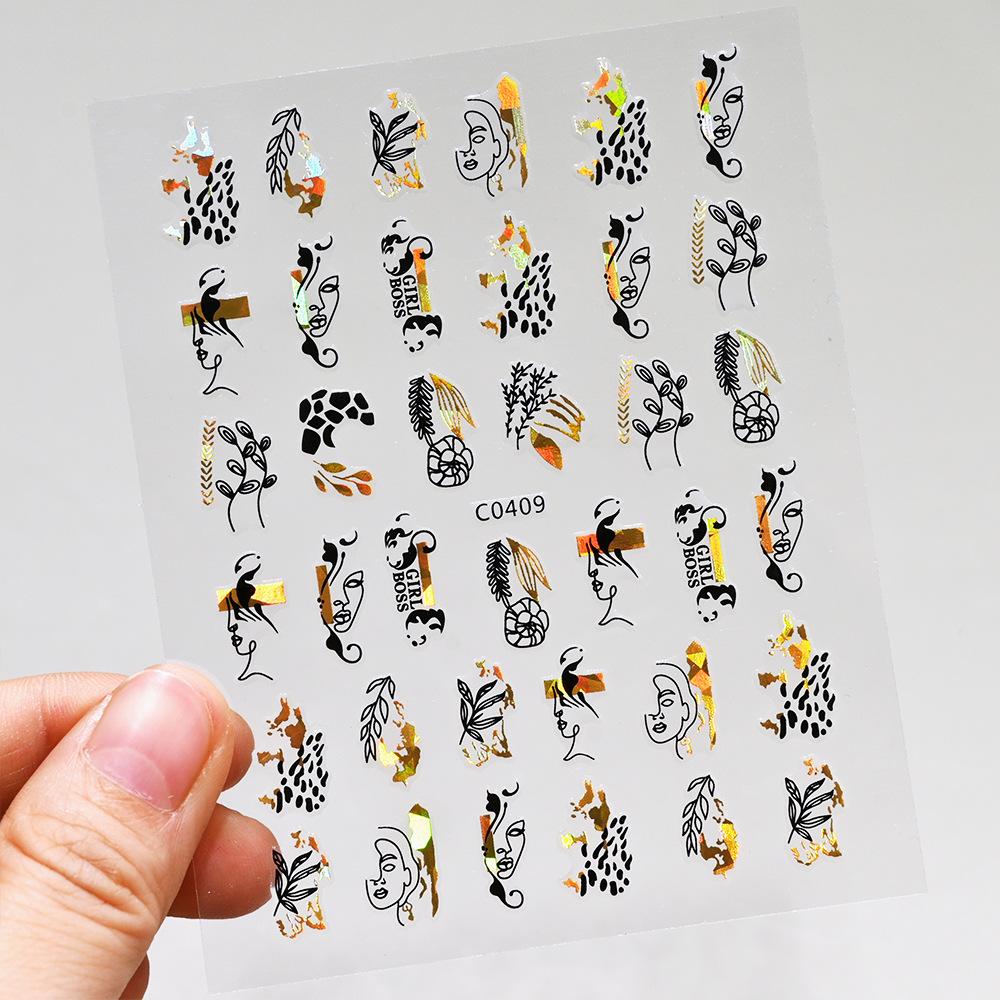 Stripe Abstract Mix And Match Nail Art Sticker Adhesive 3D Line Simple Retro Girl Nail Decoration Sticker