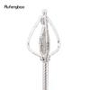 Golden White Alloy Crown Fairy Wands for Girl Princess Wands for Kids Angel Wand for Party Costume Wedding Birthday Party 51cm