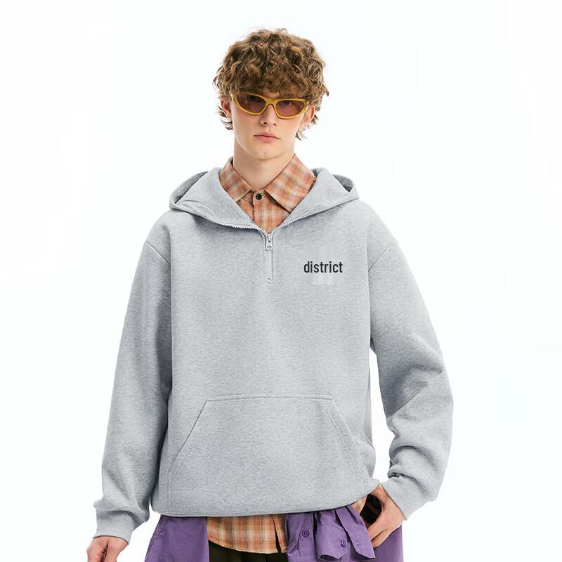 Fingercroxx Herren Kapuzenpullover mit halbem Reißverschluss