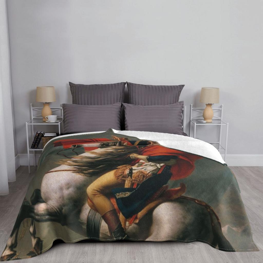 Napoleon Bonaparte Blanket The Alps Belvedere Jacques-Louis David Flannel Novelty Warm Throw Blankets for Bed Sofa Decoration