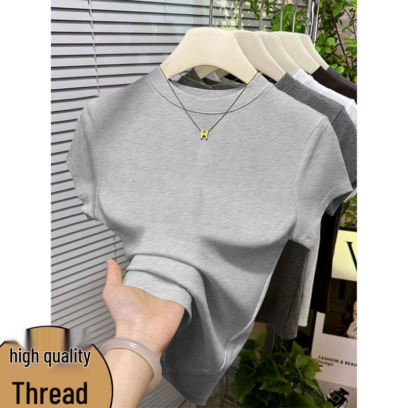

Women s Ribbed Korean Style Solid Color Short Sleeve Slim Fit Top 3XL (140-155 lbs)
