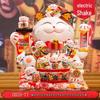 Medium Ceramic Lucky Cat Figurine with Electric Waving Paw - Prosperity Charm for Shops and Gifts