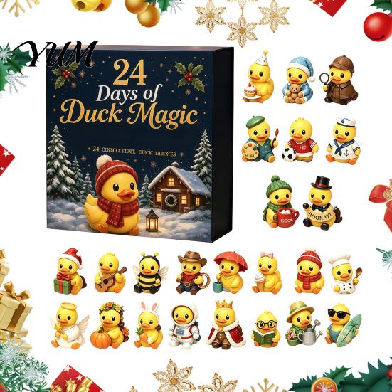 Novelty Duck Gift for Adults Kids Advent Calendar, 24-Day Christmas Countdown Box with Cute Acrylic Calendar Toy, Tree Hanging Decor, Holiday
