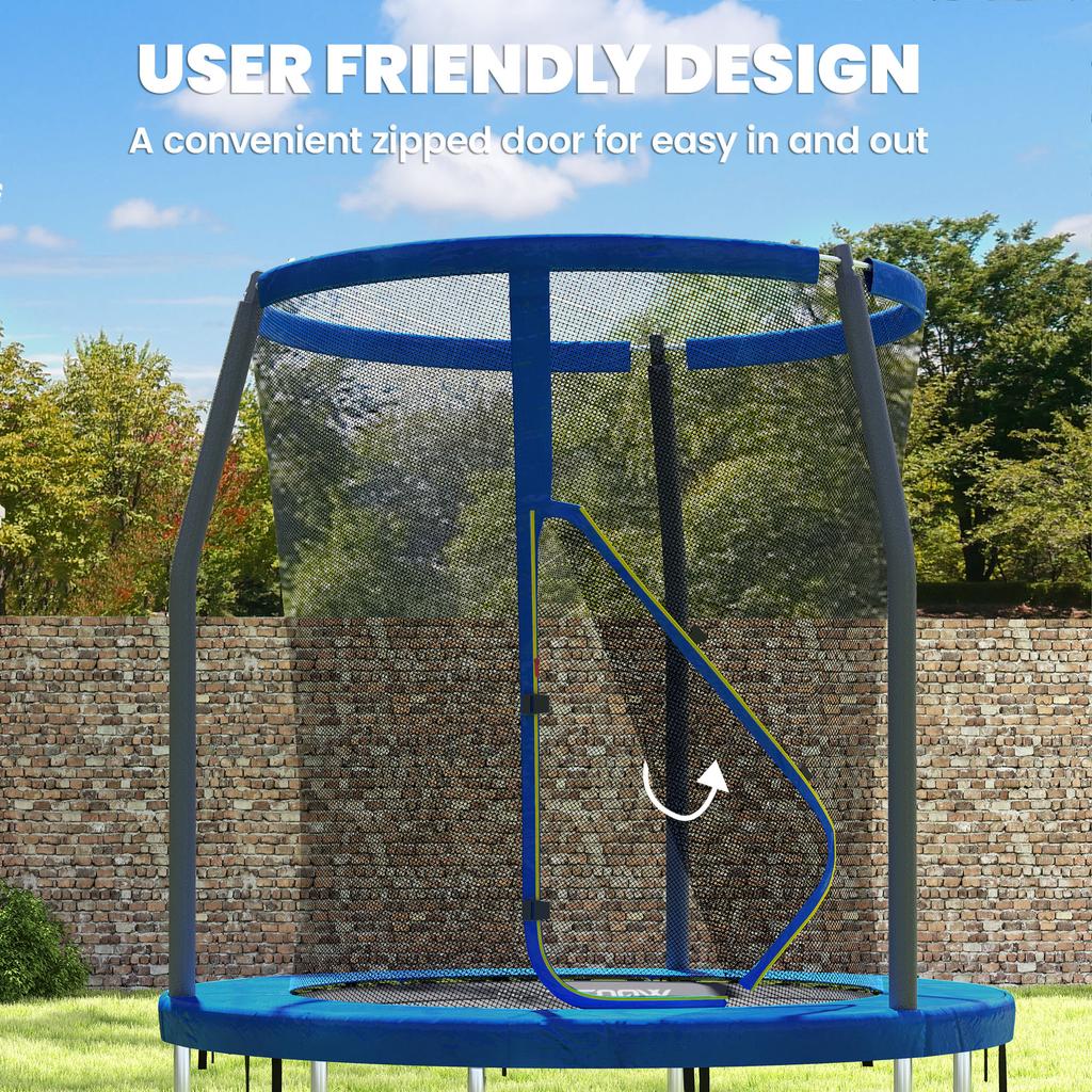 6ft Trampoline with Safety Enclosure Net, Steel Frame Outdoor Trampoline, with Edge, Safety Cover