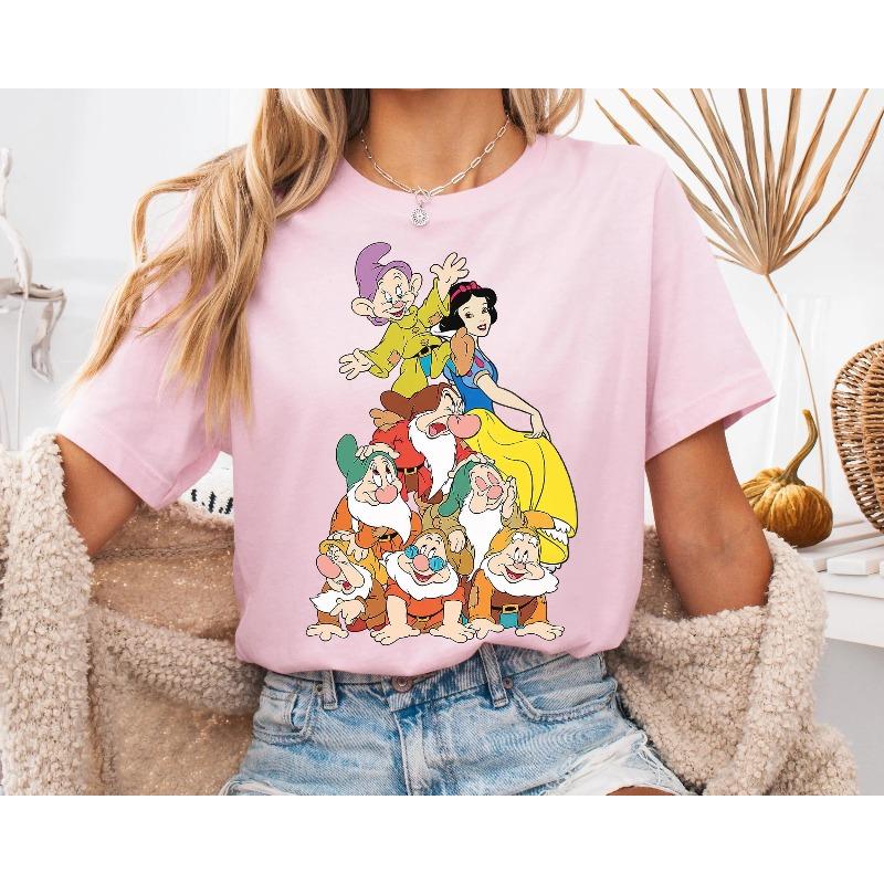 

Trend Casual Snow White Seven Dwarfs Stacking Pattern TShirtland Family Same Style TShirt S