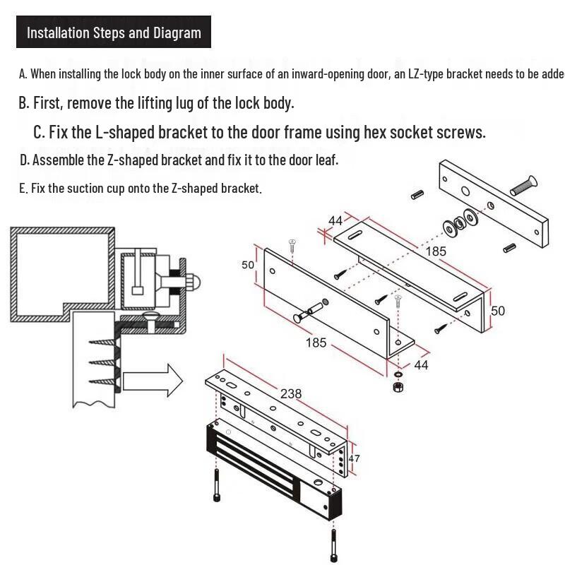 Hikvision Magnetic Lock LZ Bracket CN plug (adapter included)