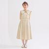Primavera Dog Ear Collar Check Dress (Green/Yellow)
