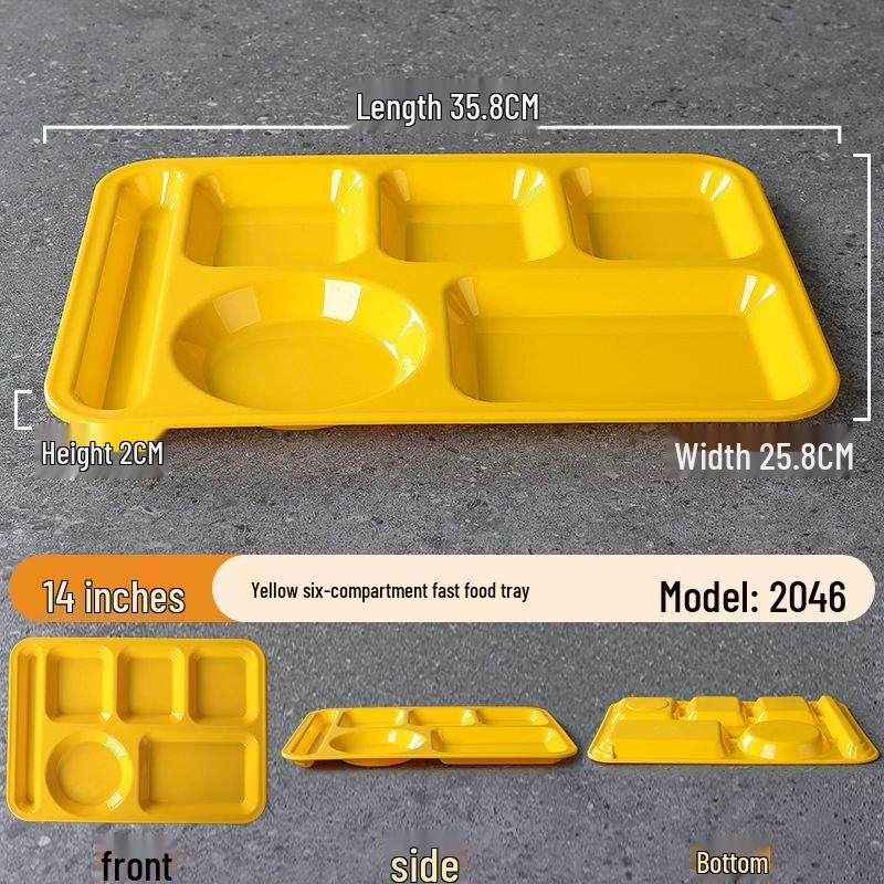 Commercial Thickened Melamine 6-Compartment Lunch Tray