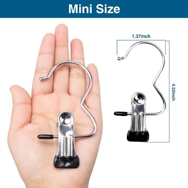 10~80PCS Closet Clothes Organizer No Trace Clothespins Clothes Pegs with Hooks Stainless Steel Socks Drying Clothes Hangers Clip