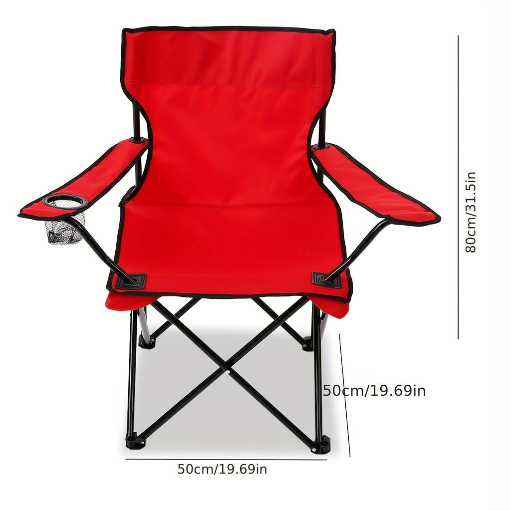 Outdoor Camping Chair With Backrest, Portable Picnic Chair, Beach Chair With Carrying Bag, Foldable Fishing Chair With Cup Holder, Foldable Outdoor