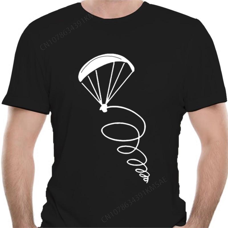 Male T-Shirt Parachute Jumping Paragliding Pilot Design Printed T Shirt Men Cotton Short Sleeve