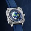 Earth Watch for Men Rotating Earth Dial New Concept Creative Blue Planet Non Mechanical Pointer Silicone Tape Men Watch