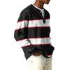 Men's Button-Down Collar Long-Sleeve Ribbed Knit Pullover