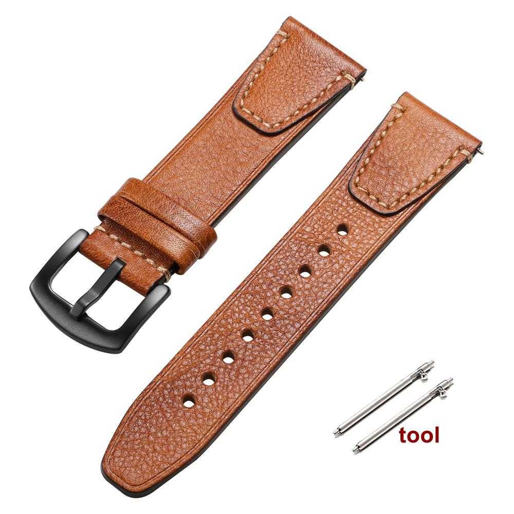 Vintage Brown Genuine Leather Watch Band Quick Release Retro Oil Wax Calfskin Strap for Seiko for Rolex 18mm 20mm 22mm Wristband