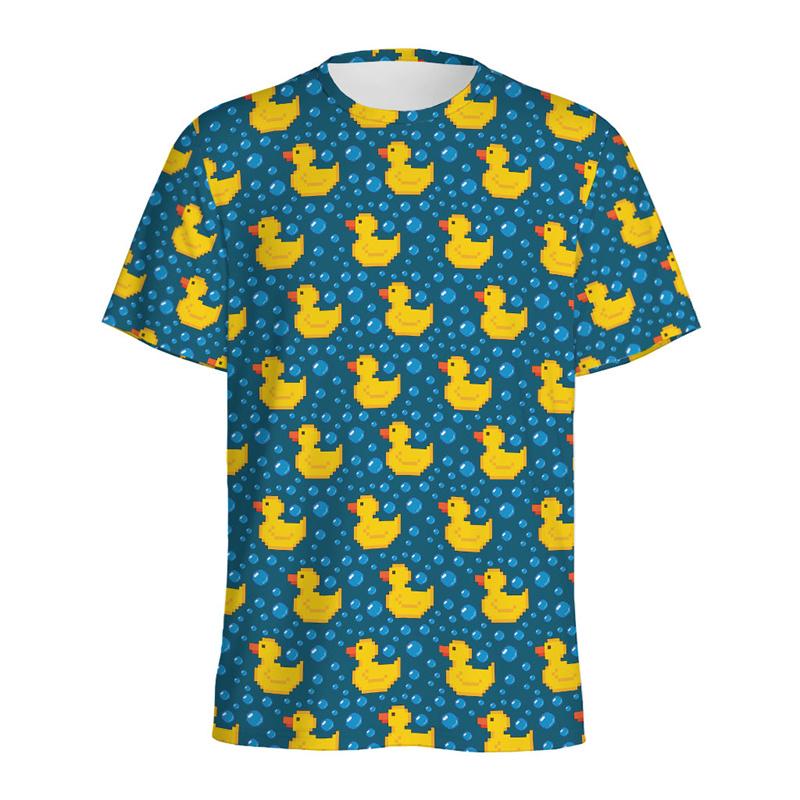 Summer Cute Rubber Duck Graphic 3D Printed Animal Ducks Pattern T-shirtCasual Tees Kids Short Sleeves