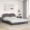 VidaXL Bed Frames with Headboard, Upholstered Bed with Cushion, Double Bed, Adult Bedroom Bed, Modern, Grey 160x200 Cm 3208106