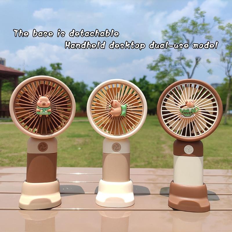 Cute Cartoon Capybara Portable Mini Pocket Cooling Fan  Detachable Dock Handheld Fan Outdoor Usb Charging Small Fan Gifts