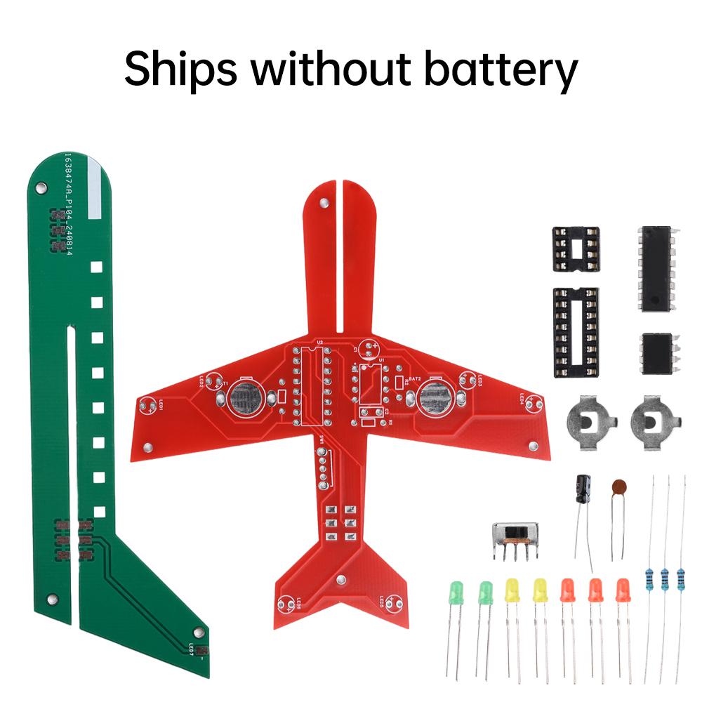 

DIY Electronics Kit PCB Small Aircraft CD4017 Flow Light Welding Practice Electronics Science Assembly Kit Flashing LED
