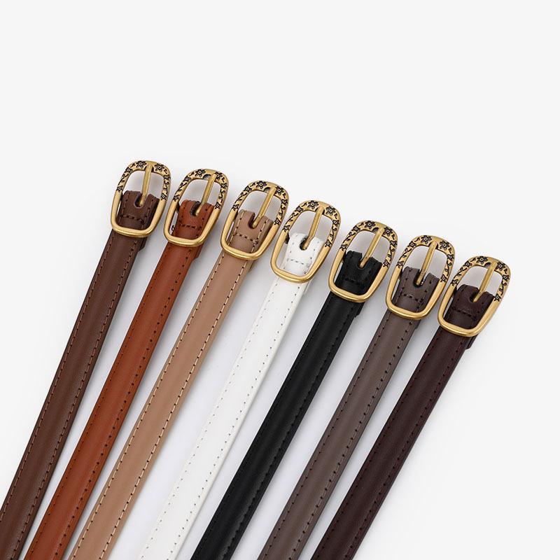 Simple Retro-Style Women's Slim Leather Belt - Fashion Accessory