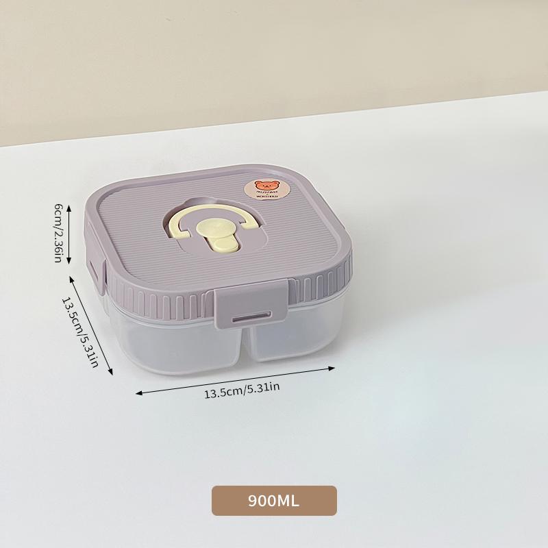 2/3 Compartment Fruit Food Container Kids Students Reusable Square Plastic Bento Lunch Box Microwave Heatable For School Picnic