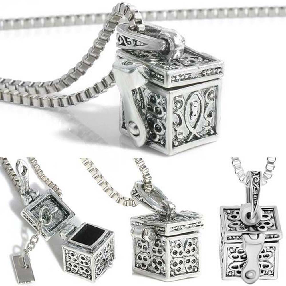 Keepsake Antique Silver Color Memorial Jewelry Vial Pendant Urn Necklace For Ashes Cremation