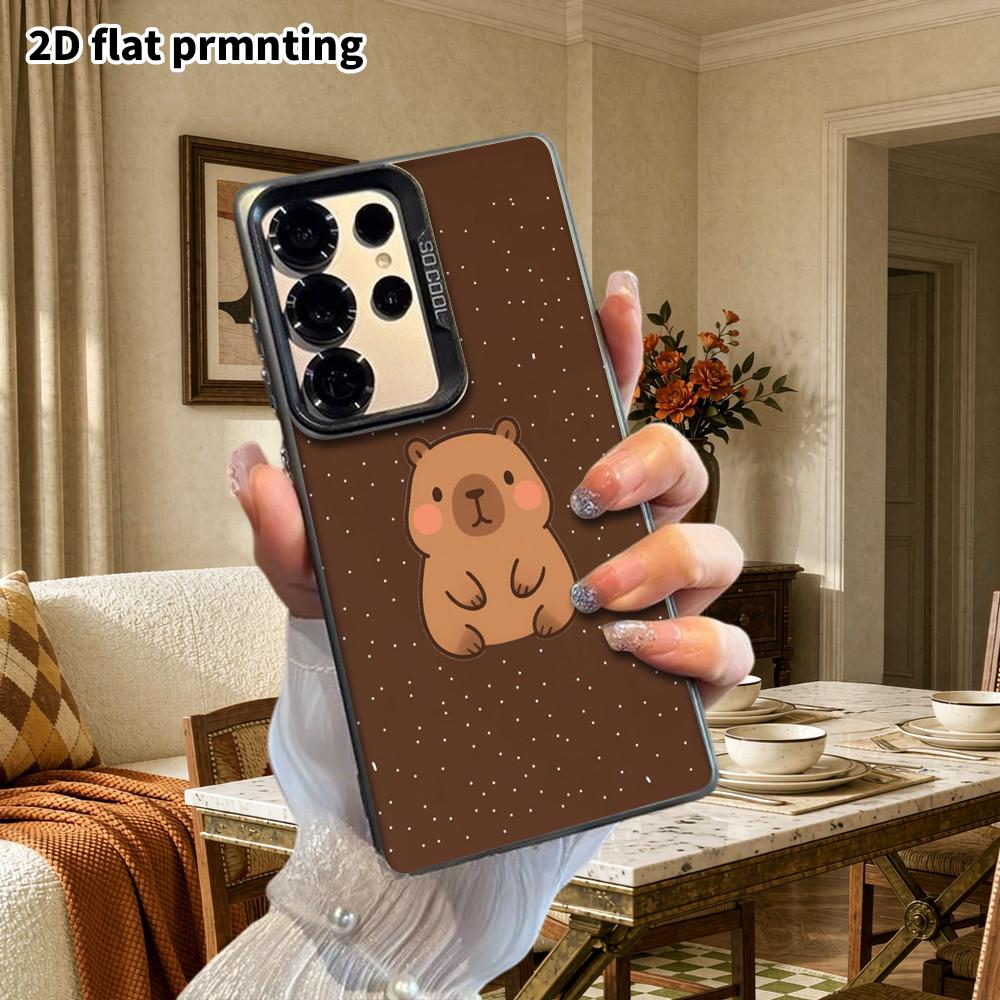 Phone Case: 2D Flat Samsung Galaxy A34 A35 M05 M06 S20 S22 S21 FE Plus 5G Protective Case, Couple Style, Dark Brown Starry Capybara, Christmas and Hal