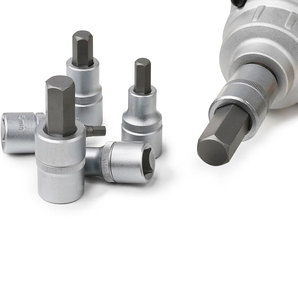 2pcs 3/8" Drive T35 T25 T15 T10 H7 Hex Torx Bit Socket S2 Steel CR-V Spanner Ratchet Socket Wrench 2" Length Hand Tools