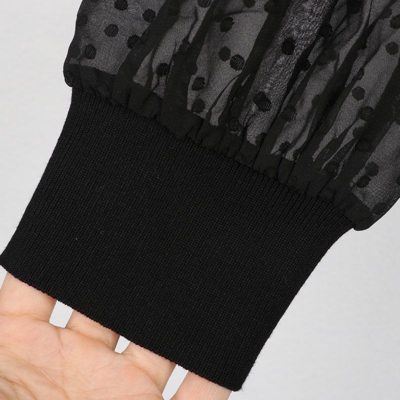 Lonely Spring New Arrival Export European and American plus Size Women's Clothes V Neck Chiffon Sleeves Long Sleeves Knitwear Lightweight Sweater