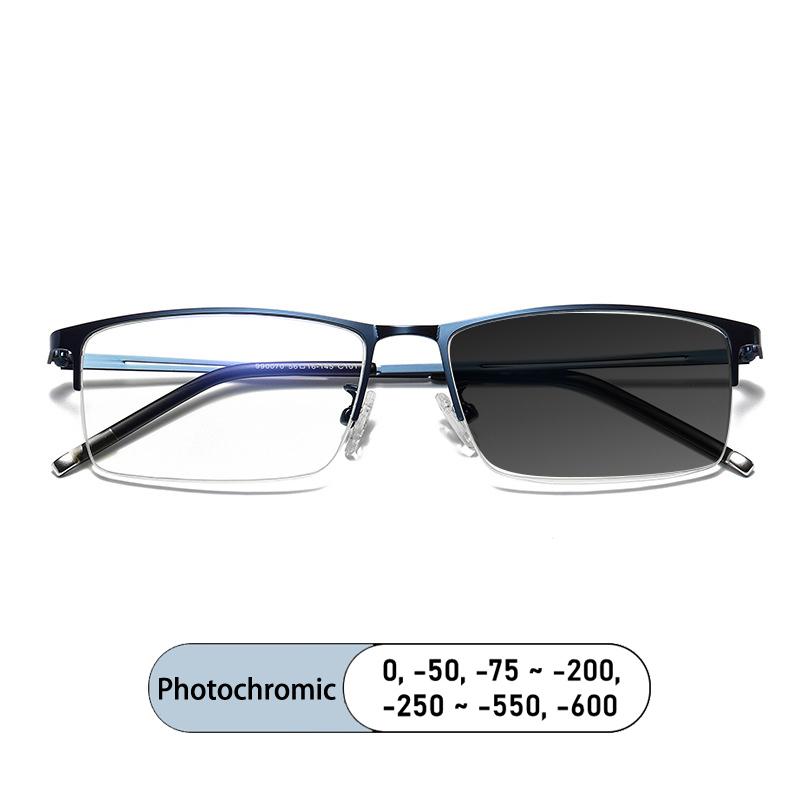 Fashion Women Eyebrows Half Frame Anti Blue Light Prescription Myopia Glasses Photochromic -1 Short Sight Eyewear
