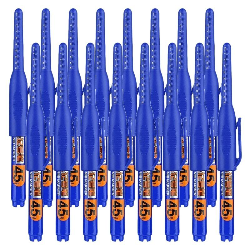 45mm Waterproof Deep Hole Marker Pens Long Nib Head Carpenter Pen Black/Blue/white Ink for Multi-Purpose Woodworking Hand Tools